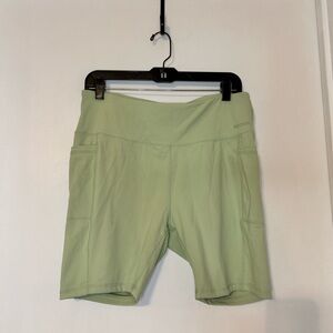 kensie Sage Green Mid-Rise Bike Shorts